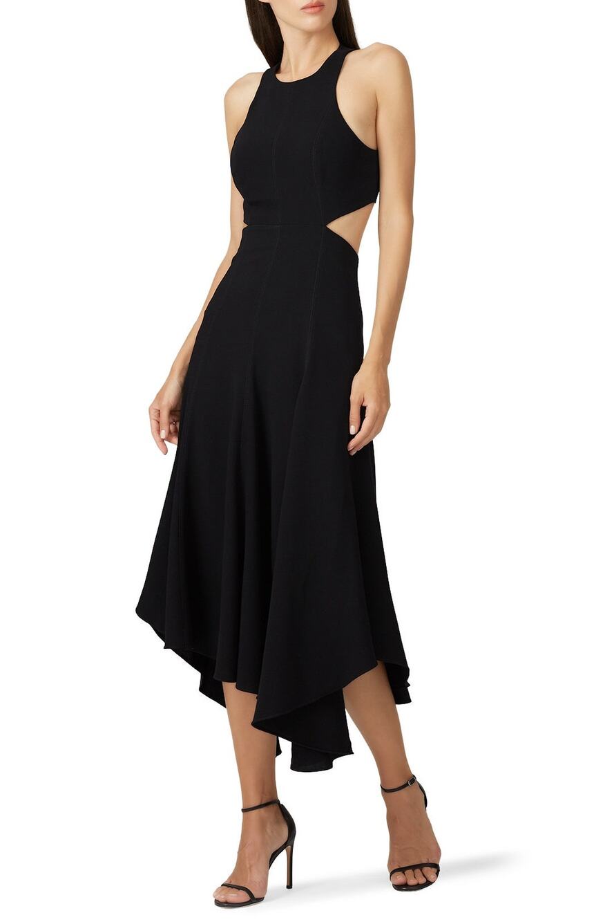 Cinq a Sept Black Cutout Midi Dress